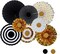 Happy Anniversary Banner Party Hanging Paper Fans Decoration (Black Gold)
